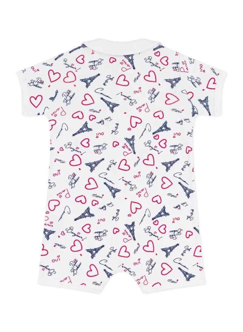 بيتي باتو Babies' Paris print cotton playsuit with a collar